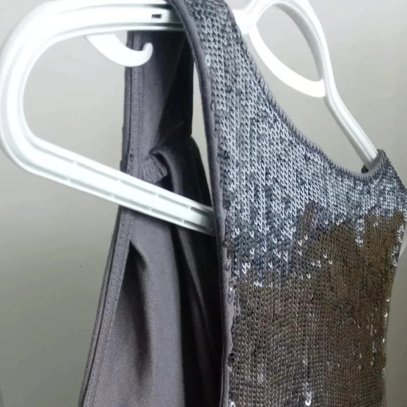 NWT Armani Exchange A/X Grey Silver Sequined Cowl Neck  Sleeveless Top size L - Picture 2 of 8